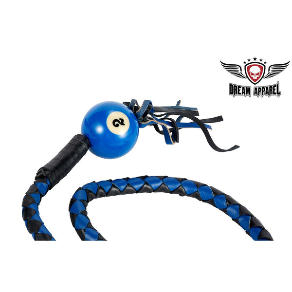 Black And Blue Fringed Get Back Whip W/ Pool Ball