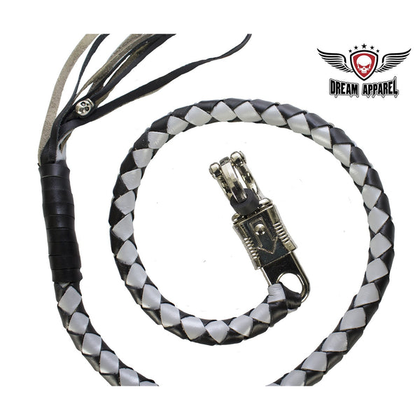 Black and Silver Hand-Braided Leather Get Back Whip