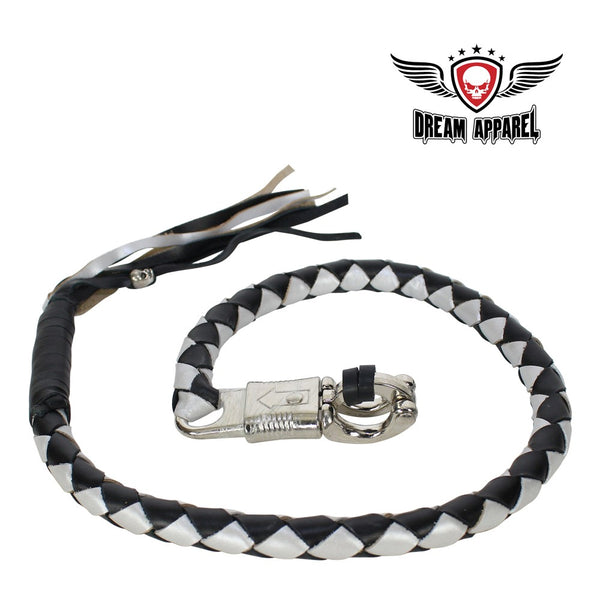 Black and Silver Hand-Braided Leather Get Back Whip