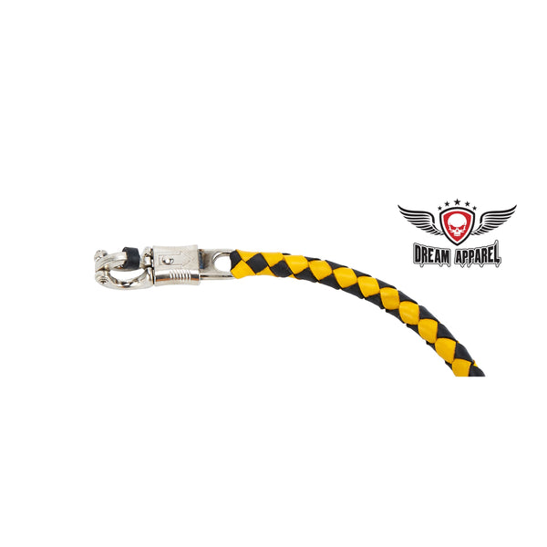 Black And Yellow Fringed Get Back Whip W/ Pool Ball