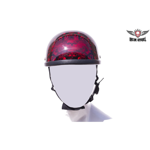 Burgundy Skull Graveyard Eagle Novelty Motorcycle Helmet