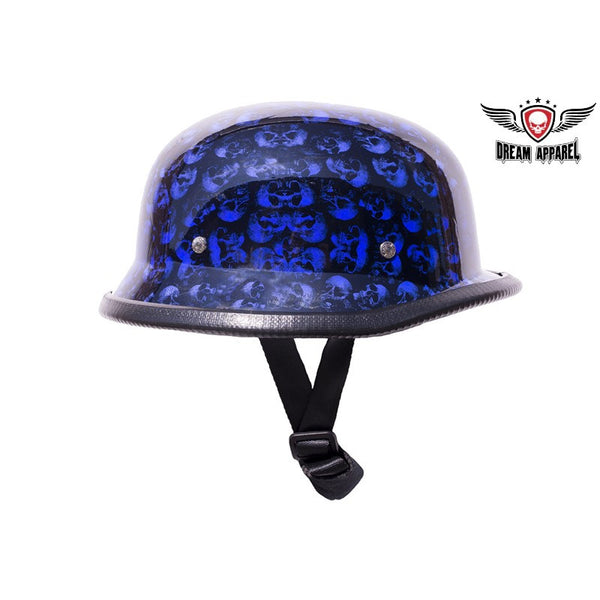 Blue Skull Graveyard German Novelty Motorcycle Helmet