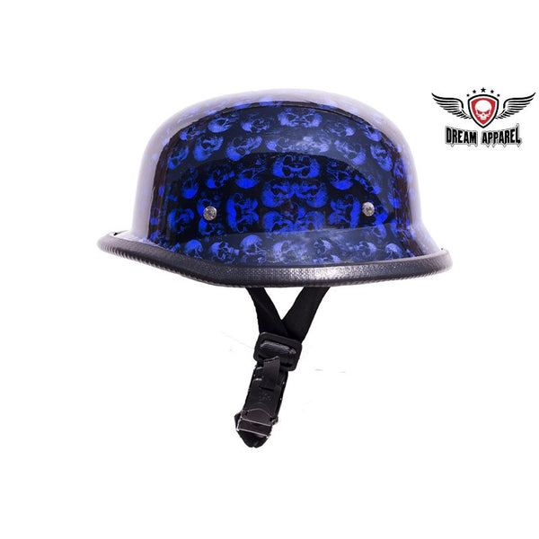 Blue Skull Graveyard German Novelty Motorcycle Helmet 