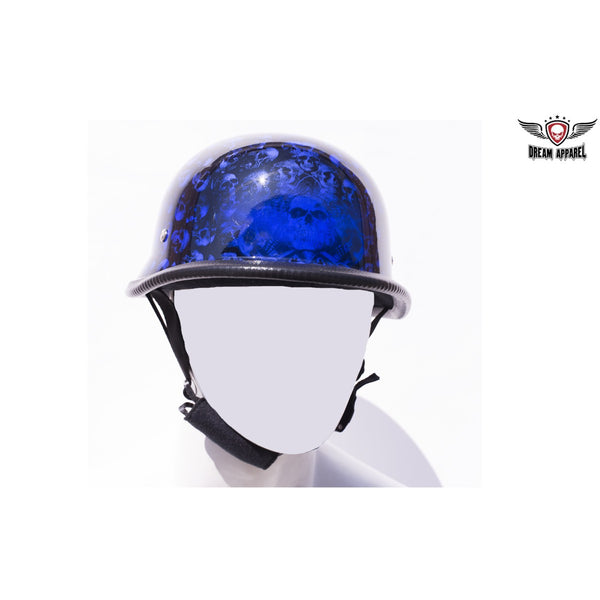 Blue Skull Graveyard German Novelty Motorcycle Helmet