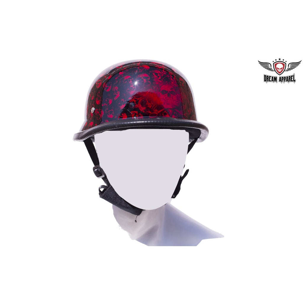 Burgundy Skull Graveyard German Motorcycle Novelty Helmet