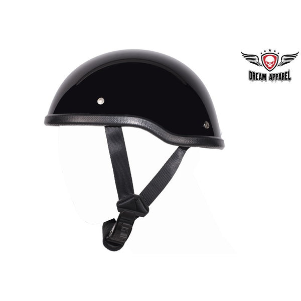 Gloss Black Motorcycle Novelty Skull Cap Helmet
