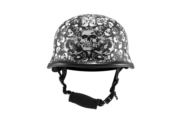 White Flat Skull Graveyard German Novelty Helmet