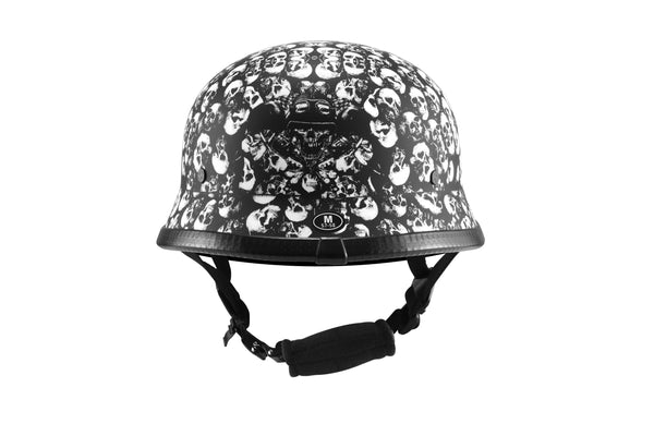 White Flat Skull Graveyard German Novelty Helmet