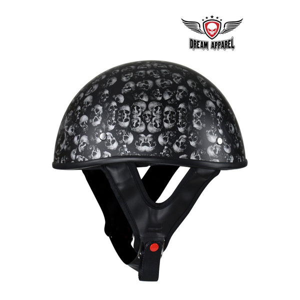 DOT Low Profile Motorcycle Helmet With Skulls Graphic