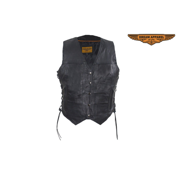 Black Gun Pocket Vest With Small Studded Pink Butterfly