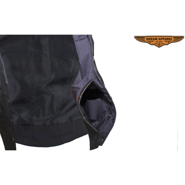 Black Gun Pocket Vest With Small Studded Pink Butterfly