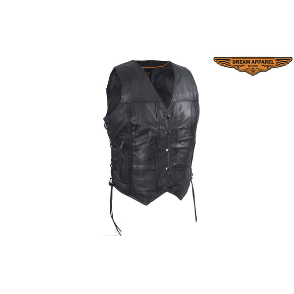 Black Gun Pocket Vest With Small Studded Pink Butterfly