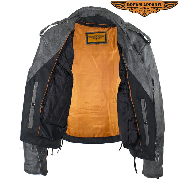 Men's Gray Motorcycle Jacket With Gun Pockets