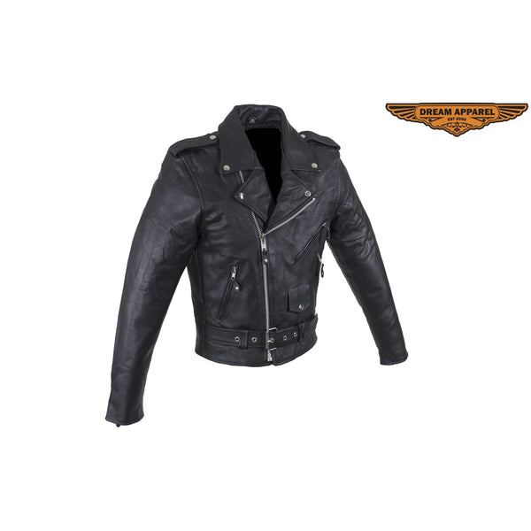 Men's Classic Motorcycle Jacket with Quilted Lining