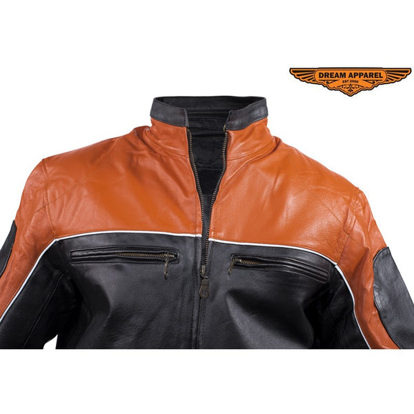 Mens Orange Racer Jacket