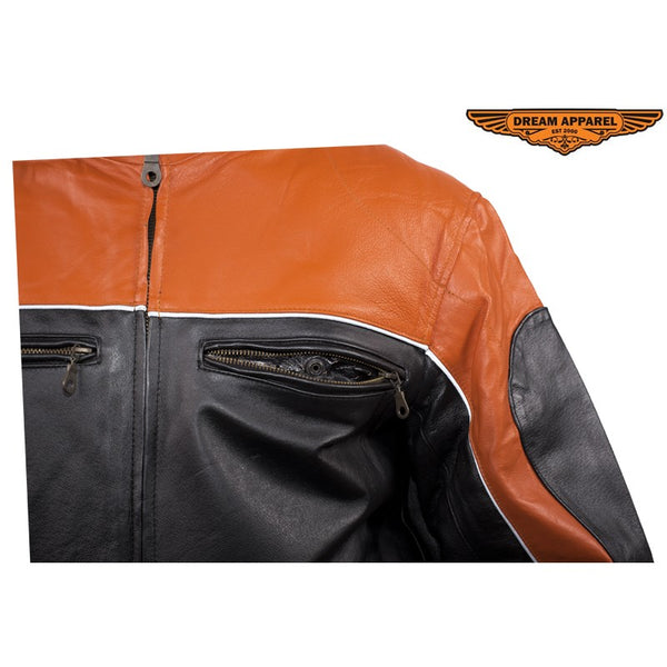 Mens Orange Racer Jacket