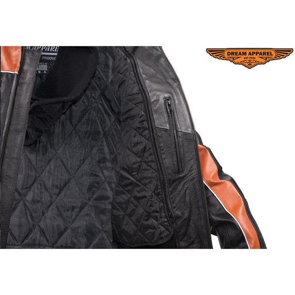 Mens Orange Racer Jacket
