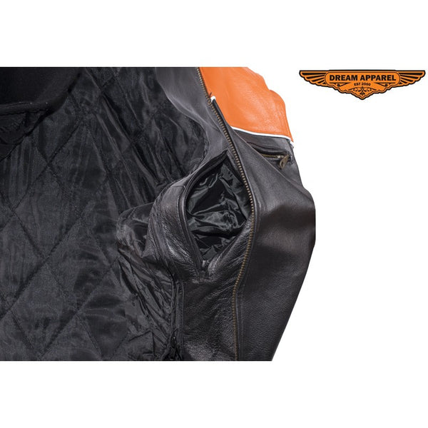 Mens Orange Racer Jacket
