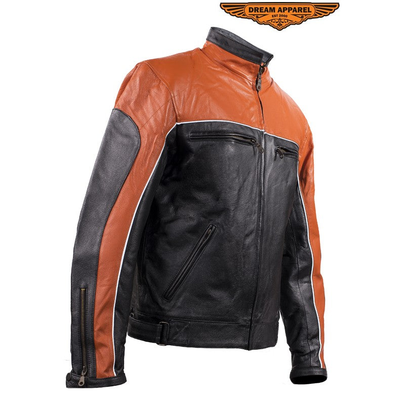 Mens Orange Racer Jacket