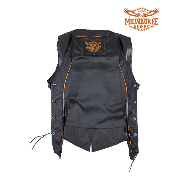 Womens Longer Motorcycle Vest With Braid By Milwaukee Riders