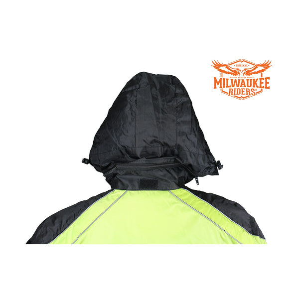 Black/Fluorescent Textile Two-Piece Rain Suit By Milwaukee Riders®