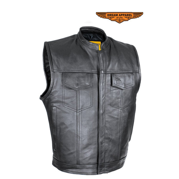 Naked Cowhide Leather Motorcycle Club Vest - Defender Vest