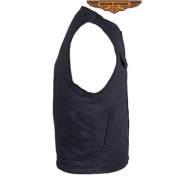 Men's Black Denim Gun Pocket Club Vest