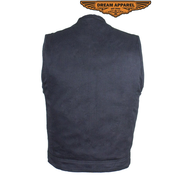 Men's Black Denim Gun Pocket Club Vest