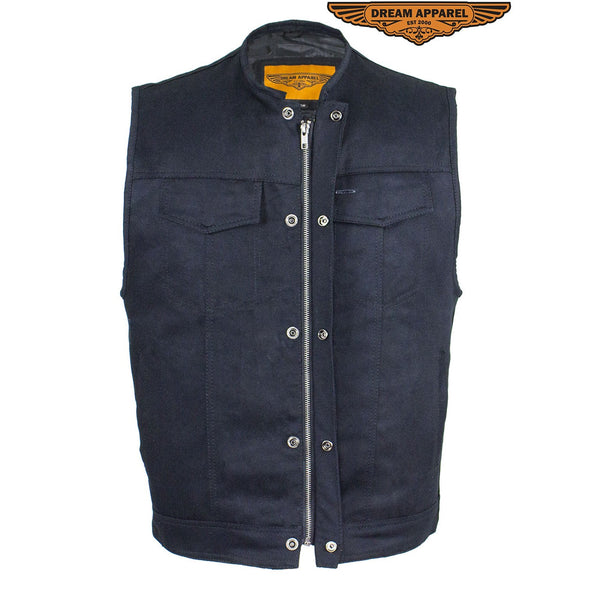 Men's Black Denim Gun Pocket Club Vest