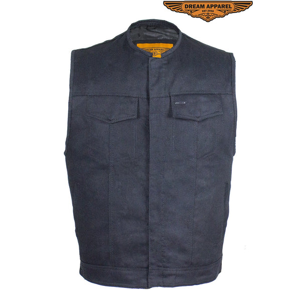 Men's Black Denim Gun Pocket Club Vest
