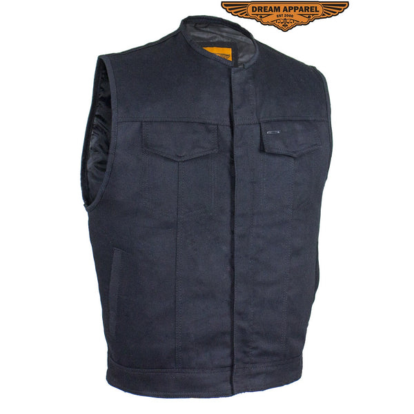 Men's Black Denim Gun Pocket Club Vest
