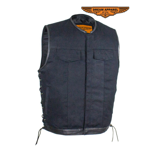 Men's Denim Gun Pocket Club Vest with Side Laces