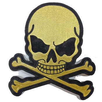 Gold Metallic Skull with Crossbones Patch
