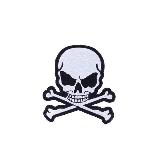 Light Grey Skull with Crossbones Patch