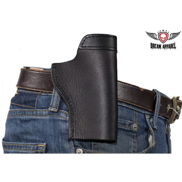 Black Leather Gun Holster For Bikers