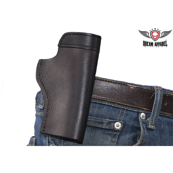 Black Leather Gun Holster For Bikers