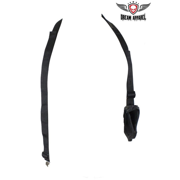 Black Leather Gun Holster with Shoulder Strap