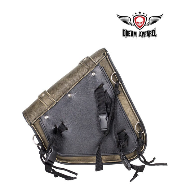 Genuine Distressed Brown Leather Left Side Swing Arm Bag