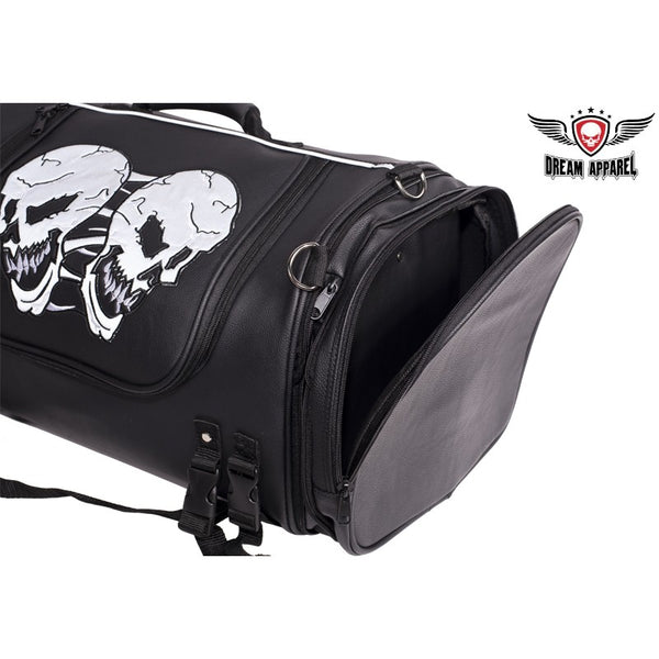 Medium Motorcycle Sissy Bar Bag / Trunk With Skull