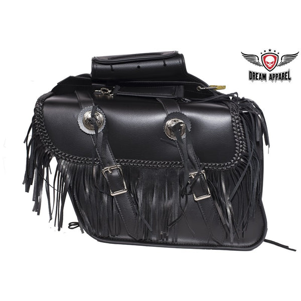 PVC Motorcycle Saddlebag With Tassles