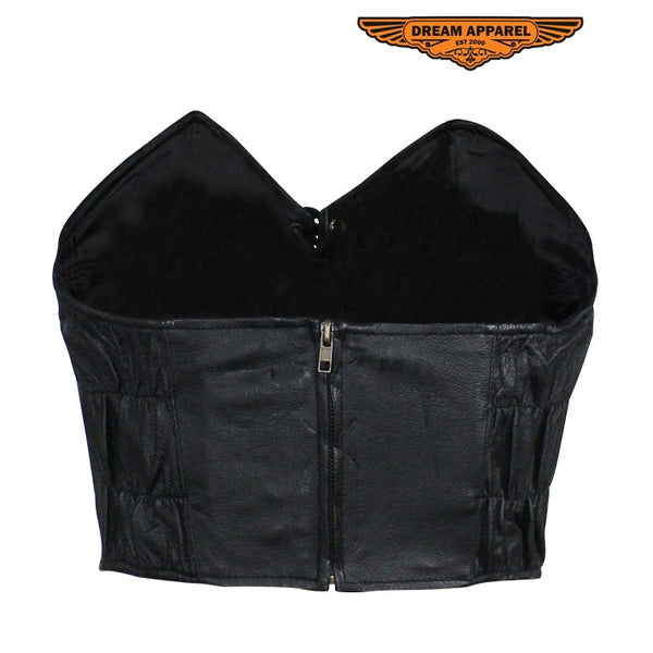 Ladies Black Leather Laced Blouse