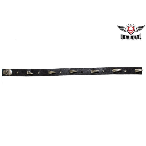 Helmet Spike Strip With Dual Style Spikes And Metallic Skull