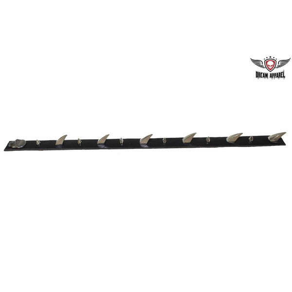 Helmet Spike Strip With Dual Style Spikes And Metallic Skull