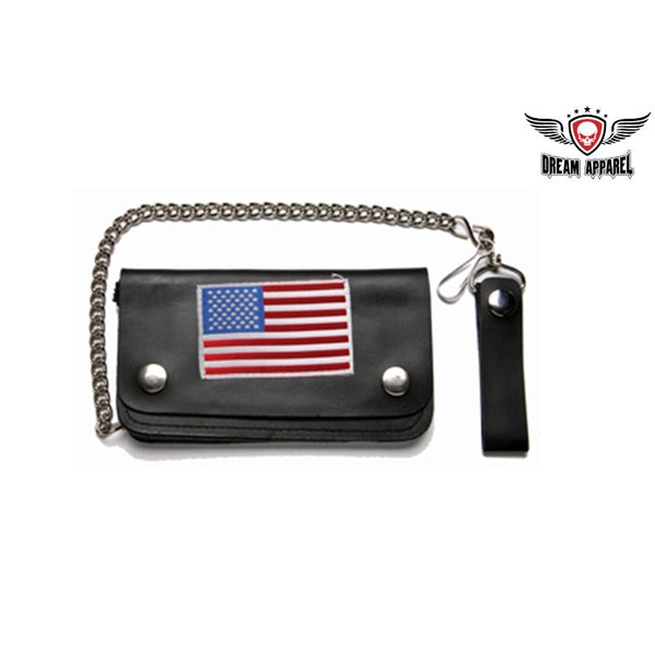 Biker leather wallet with chain