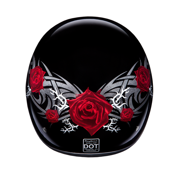 D.O.T. DAYTONA SKULL CAP- W/ ROSE