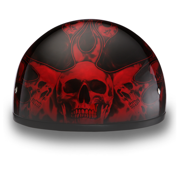 D.O.T. DAYTONA SKULL CAP- W/ SKULL FLAMES RED