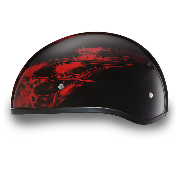 D.O.T. DAYTONA SKULL CAP- W/ SKULL FLAMES RED