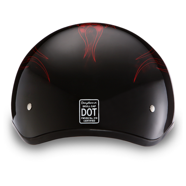 D.O.T. DAYTONA SKULL CAP- W/ SKULL FLAMES RED