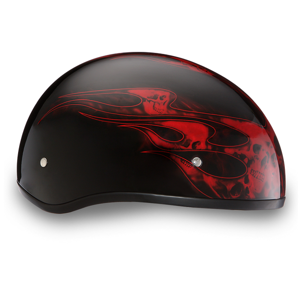 D.O.T. DAYTONA SKULL CAP- W/ SKULL FLAMES RED