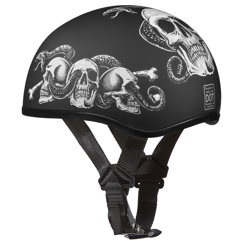 D.O.T. DAYTONA SKULL CAP- W/ SNAKE SKULLS